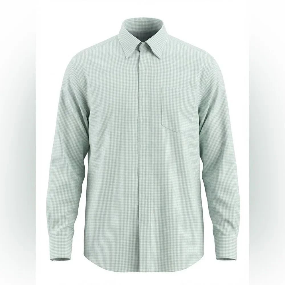 PETER MILLAR MENS BUTTON DOWN SHIRT SIZE XXL LIGHT GREEN (MINT) WHITE CHECK